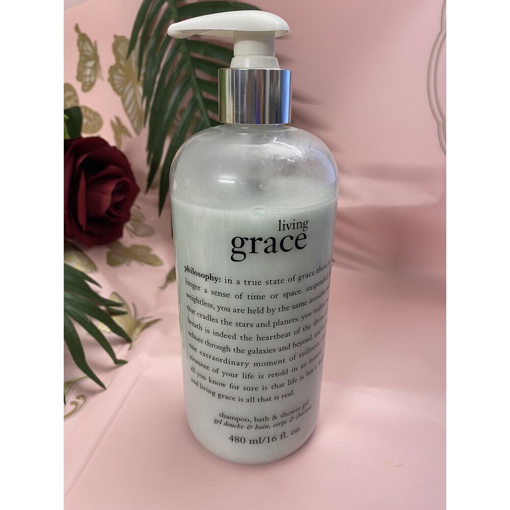 NEW Philosophy Living Grace 3-in-1 Shampoo Bath & Shower Gel 16oz W/Pump NO BOX